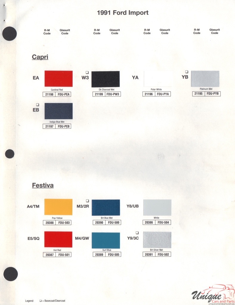 1991 Ford Paint Charts Import Rinshed-Mason